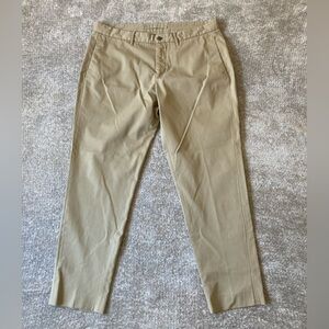 Massimo Dutti Mens Slim Fit Cotton Pants Khaki Casual Size 36